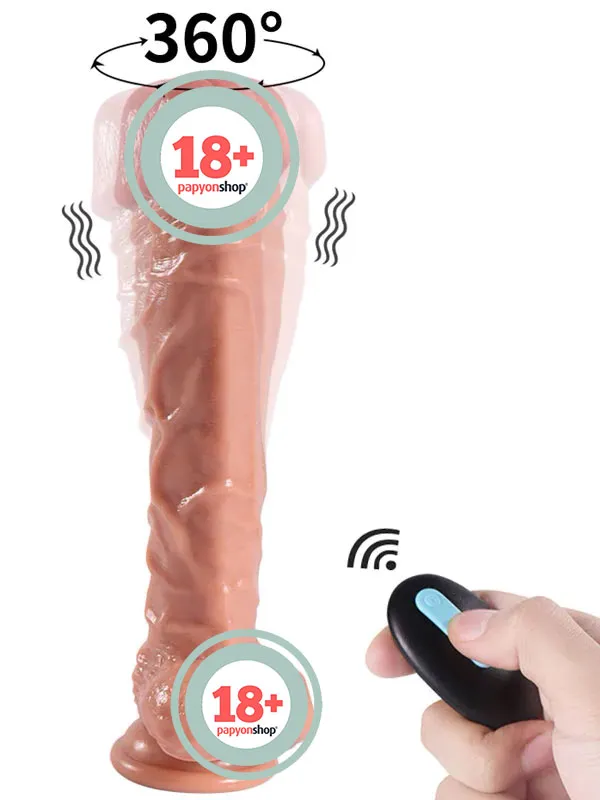 SHEQU Jihad Knight Döner Başlı Uzaktan Kumandalı Şarjlı Realistik Dildo 25.5 cm