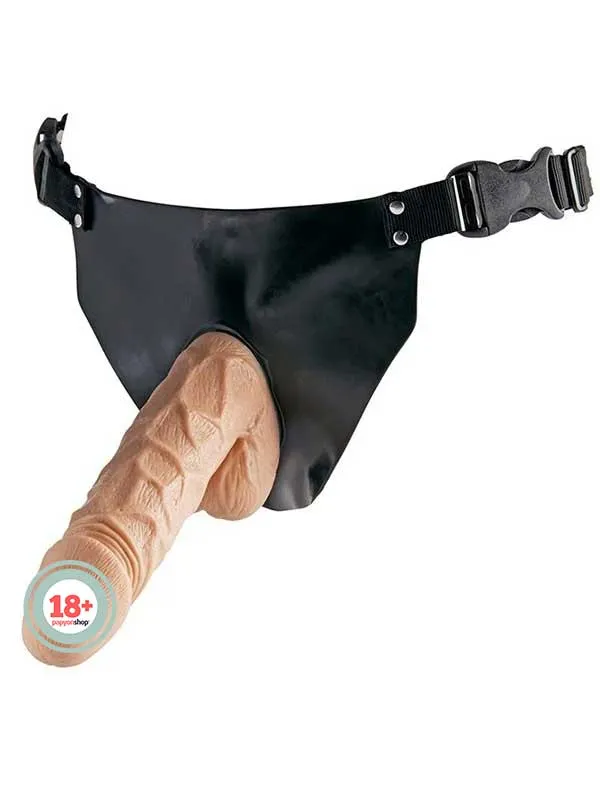 Superwoman Strap-on Latex Külotlu Belden Bağlamalı İçi Dolu Penis 18 cm