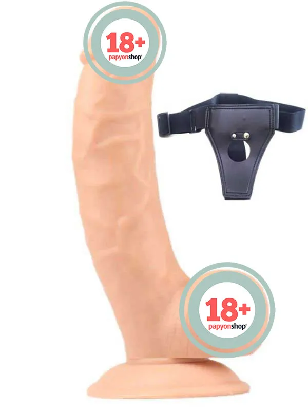 Belden Bağlamalı Realistik Dildo İçi Dolu 21 cm - NOXXX