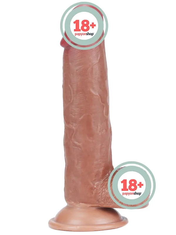 Real Skin 7.5" Çift Katmanlı Kayan Derili Gerçekçi Melez Penis 19 cm