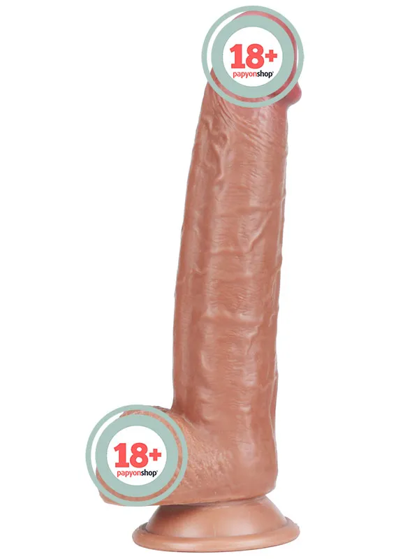 Real Skin 9" Çift Katmanlı Kayan Derili Gerçekçi Melez Penis 23 cm